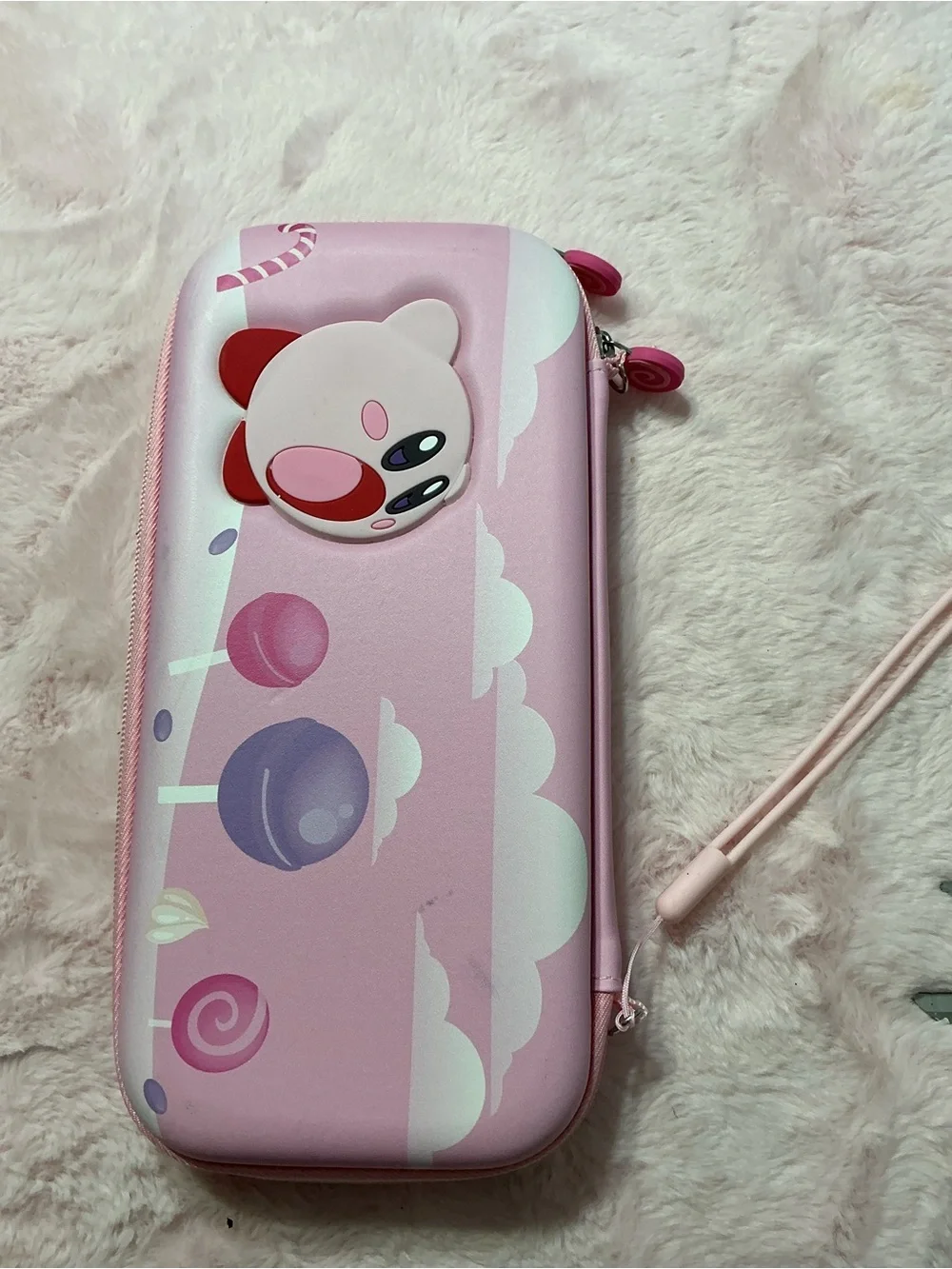 Pink Kids Candy Cat Zip Pouch - Cute Travel Case D27